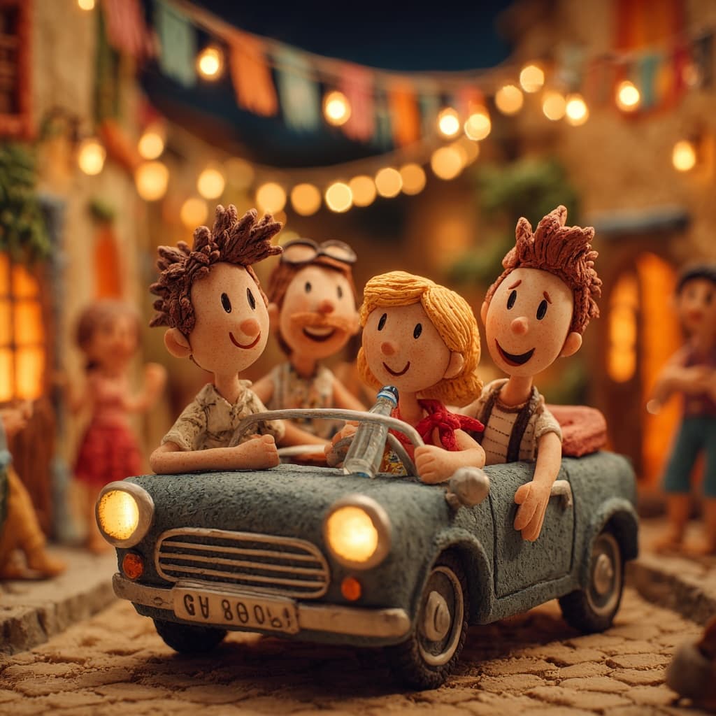 Amigos en coche
